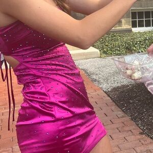 Windsor Pink Mini Dress with Blue Accents